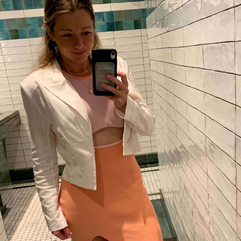 White Linen Blazer – Size S – Lightweight Chic Layer